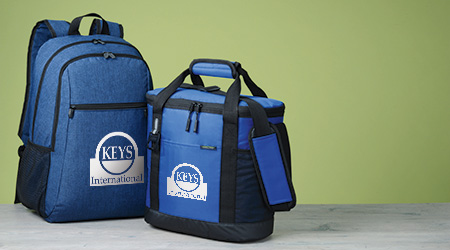 Promotional bags that include a backpack and cooler