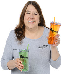 Sue holding two Refresh Simplex Tumbler with Straw
